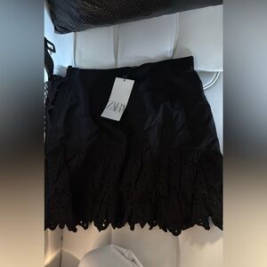 Zara Elegant Black Eyelet Skirt